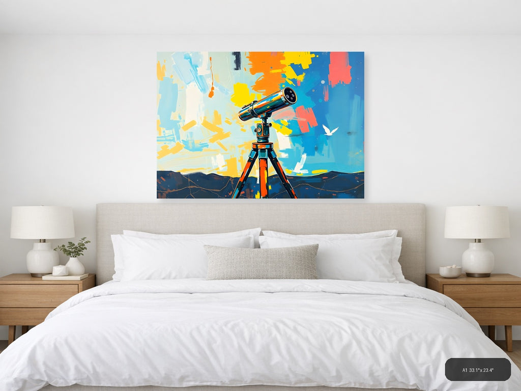 Colorful Telescope Abstract Art Print Wall Art — A1 / Bedroom