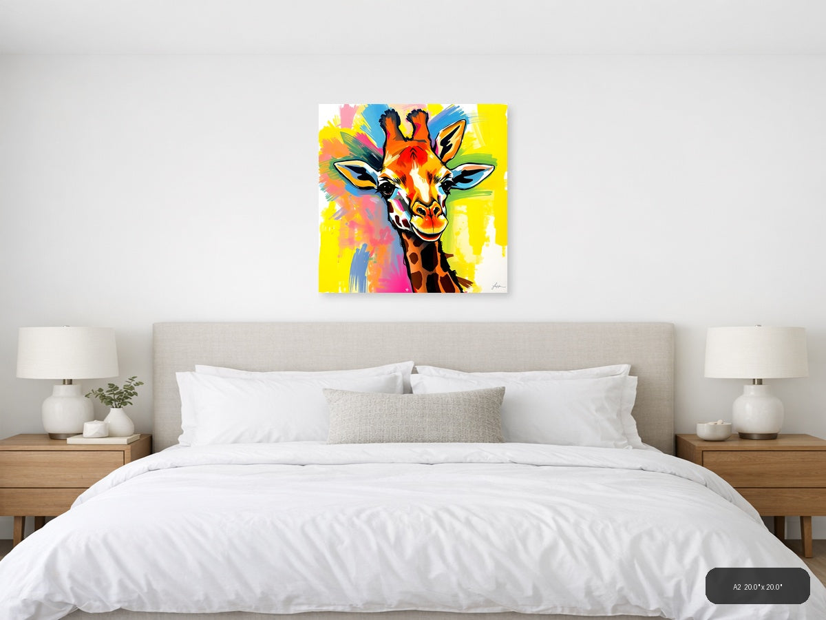 Colorful Abstract Giraffe Pop Art Wall Art — A2 / Bedroom