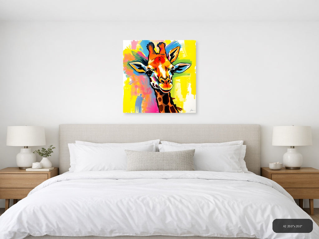 Colorful Abstract Giraffe Pop Art Wall Art — A2 / Bedroom