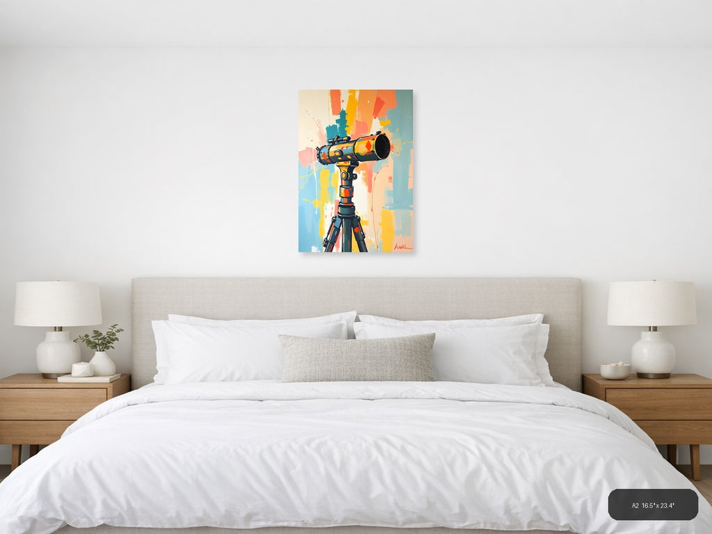 Abstract Telescope Illustration Modern Colorful Wall Art — A2 / Bedroom