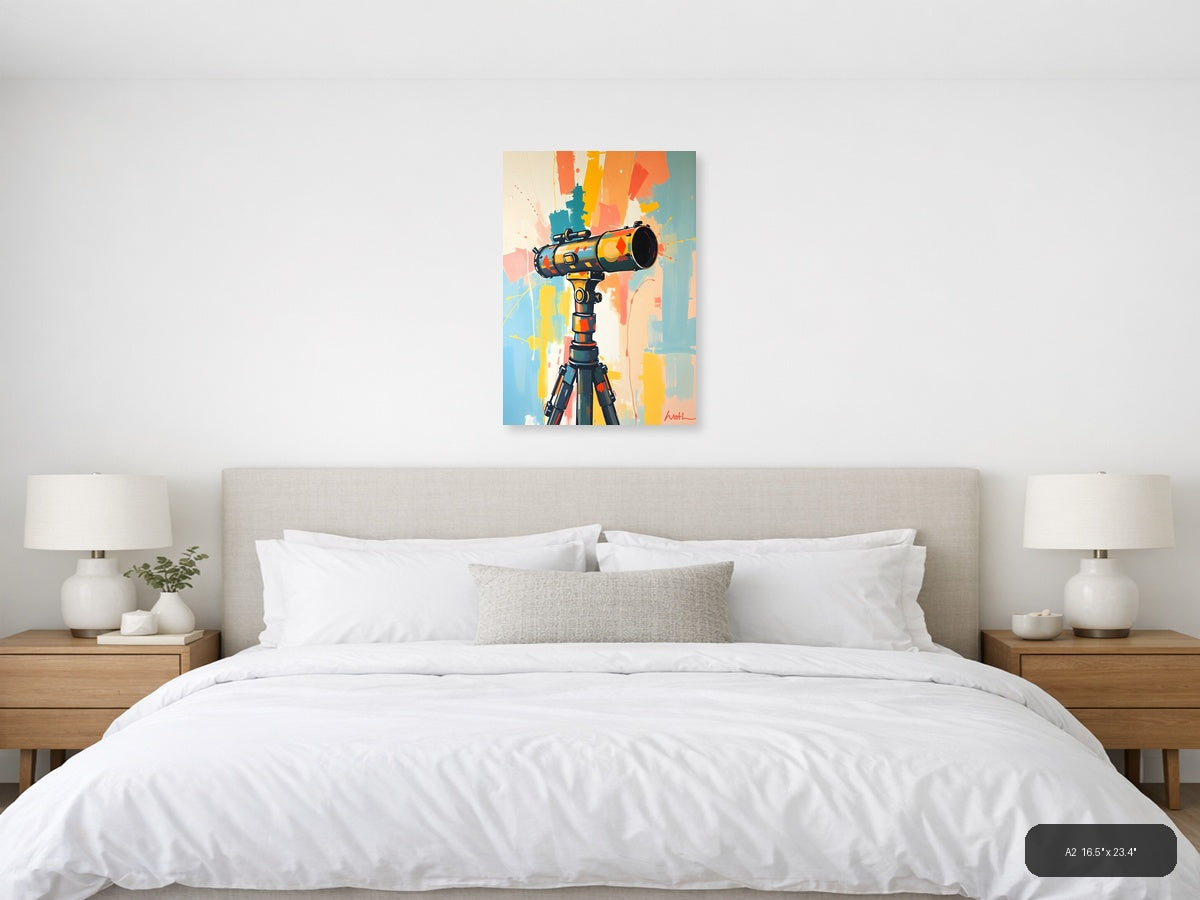 Abstract Telescope Illustration Modern Colorful Wall Art — A2 / Bedroom