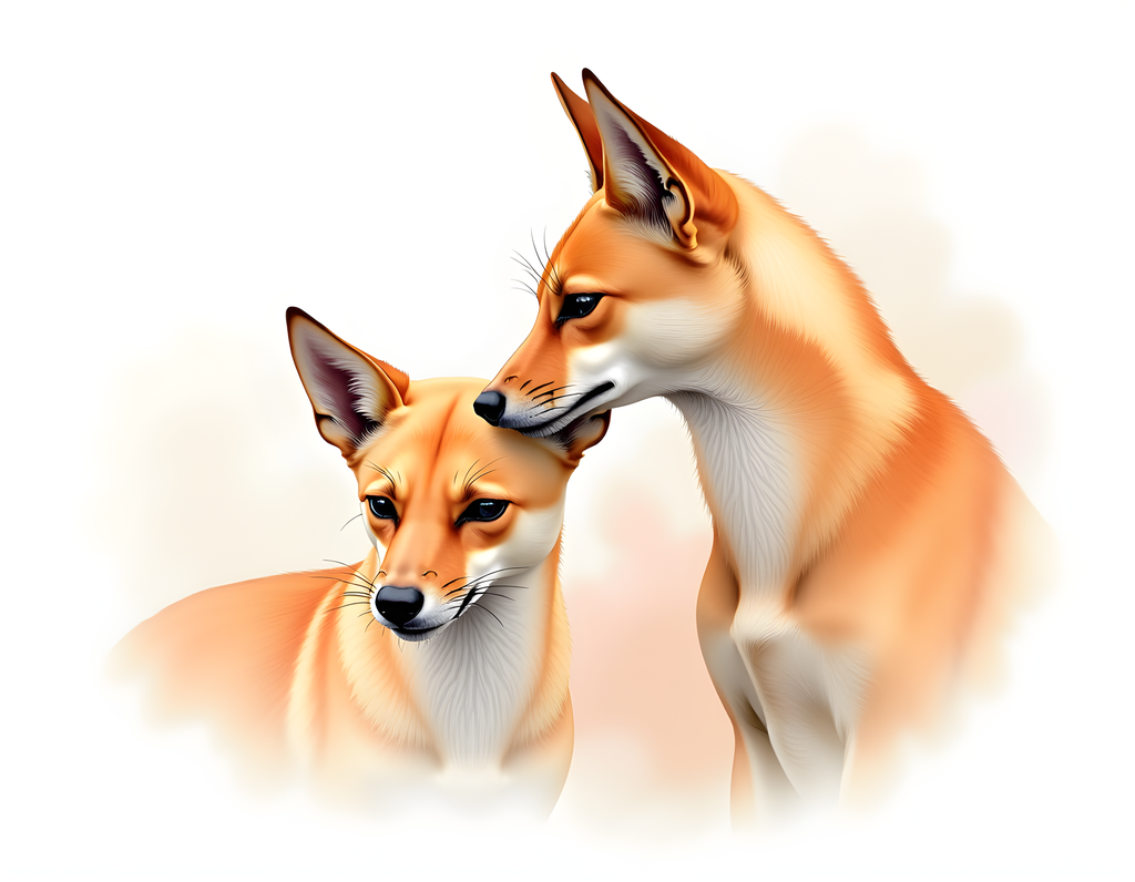 Two Foxes Watercolor Portrait Landscape Wall Art