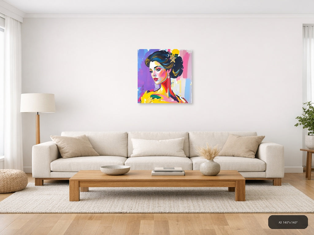 Colorful Pop Art Woman Portrait Abstract Wall Art — A3 / Living Room