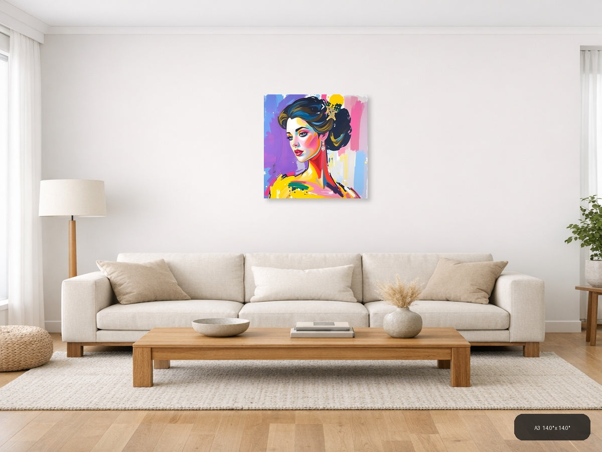 Colorful Abstract Woman Portrait Pop Art Wall Art — A3 / Living Room