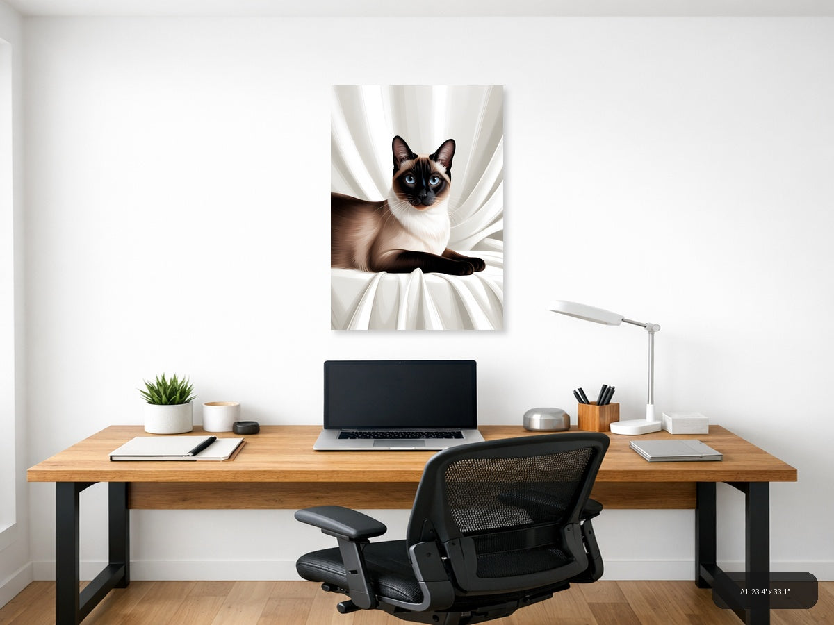 Siamese Cat with Blue Eyes Minimalist Wall Art — A1 / Office