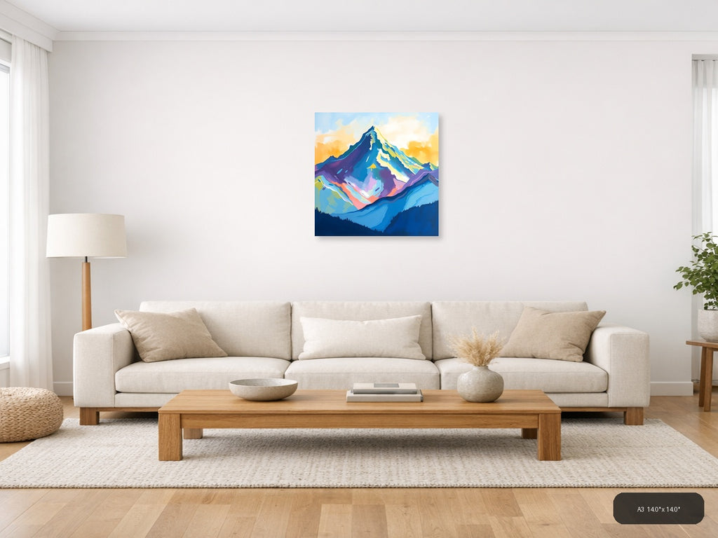 Colorful Abstract Mountain Peak Canvas Wall Art — A3 / Living Room