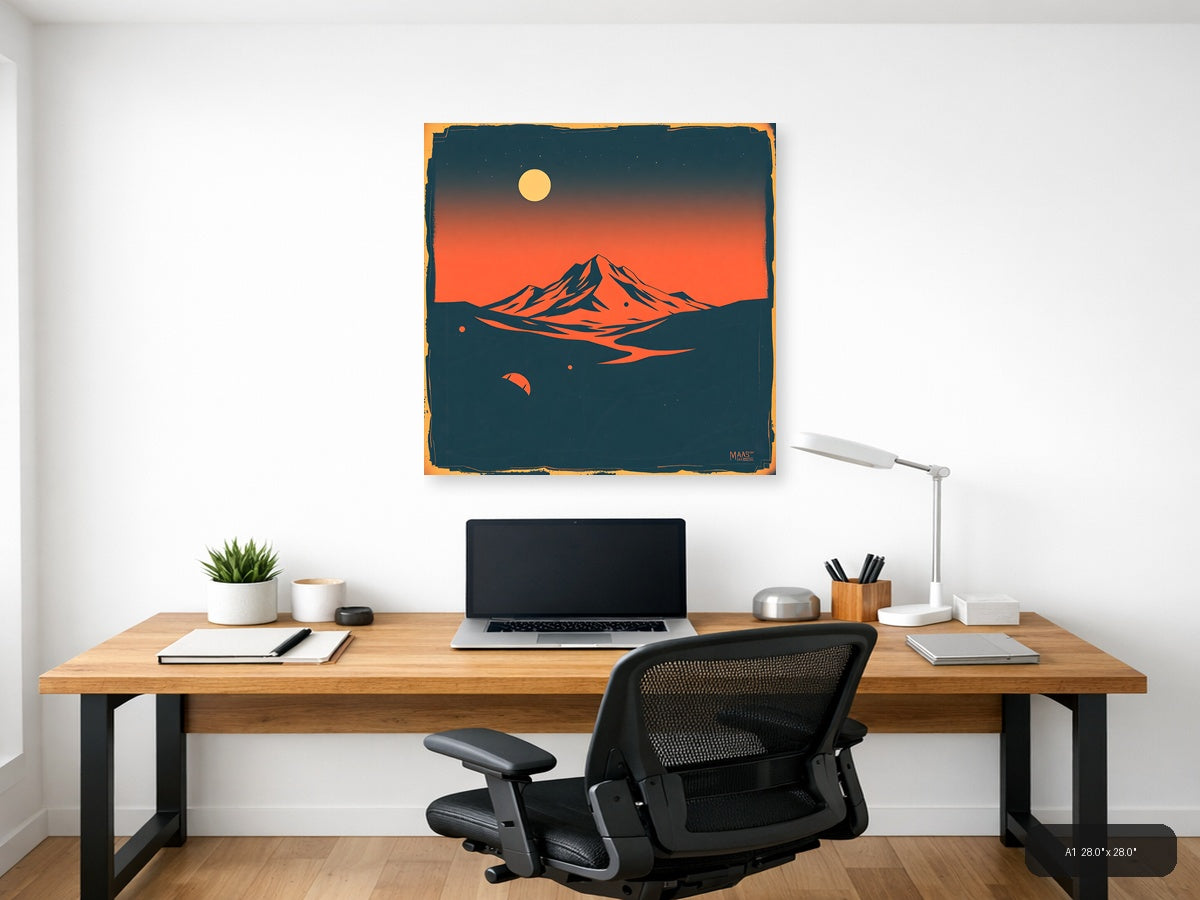 Vintage Mars Landscape Mountain Moon Wall Art — A1 / Office