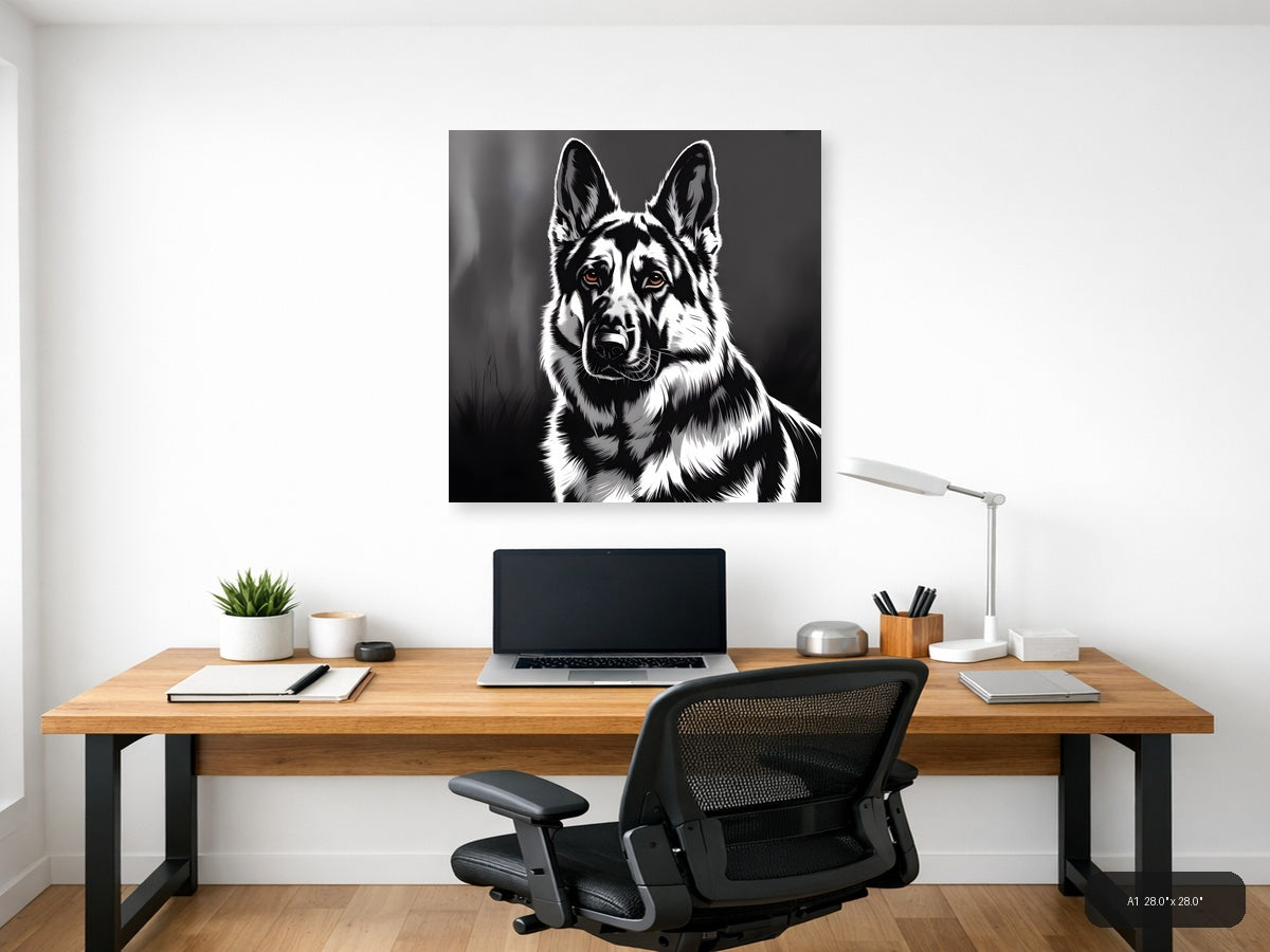 Black and White Corgi Portrait Photography Wall Art — A1 / Office