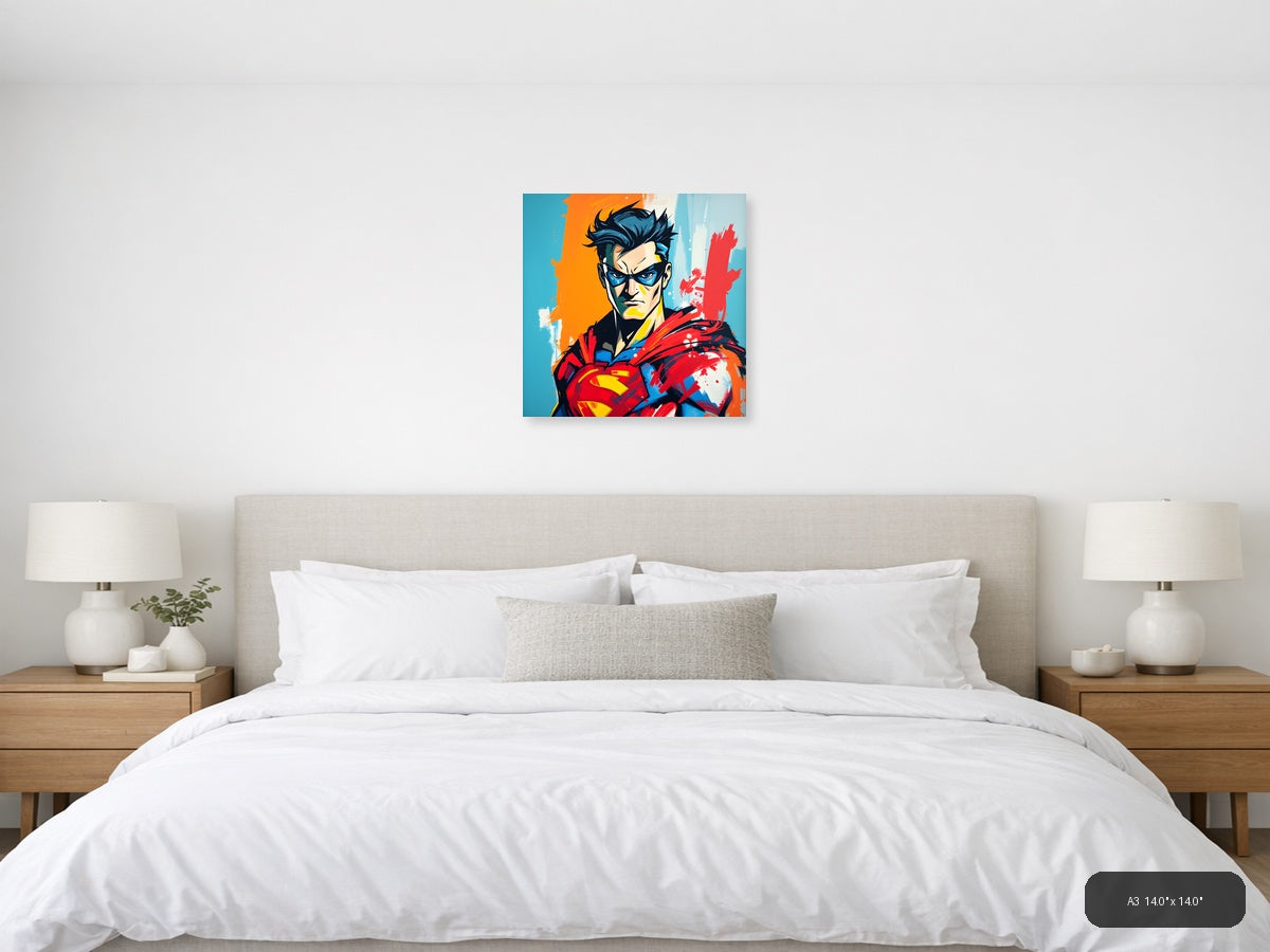 Abstract Superhero Portrait Pop Art Style Wall Art — A3 / Bedroom