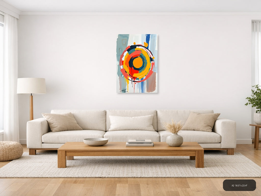 Vibrant Abstract Concentric Circles Modern Wall Art — A2 / Living Room