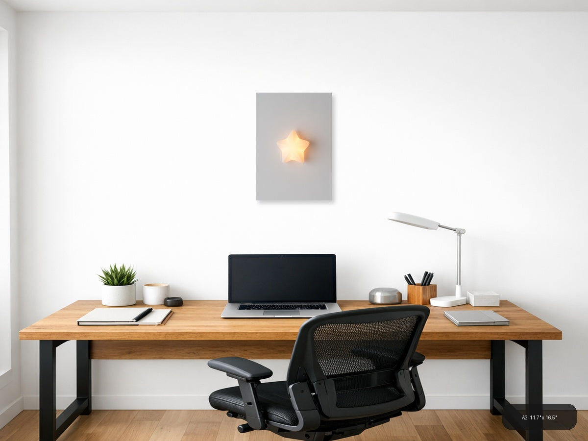 Glowing Star Minimalist Wall Art — A3 / Office