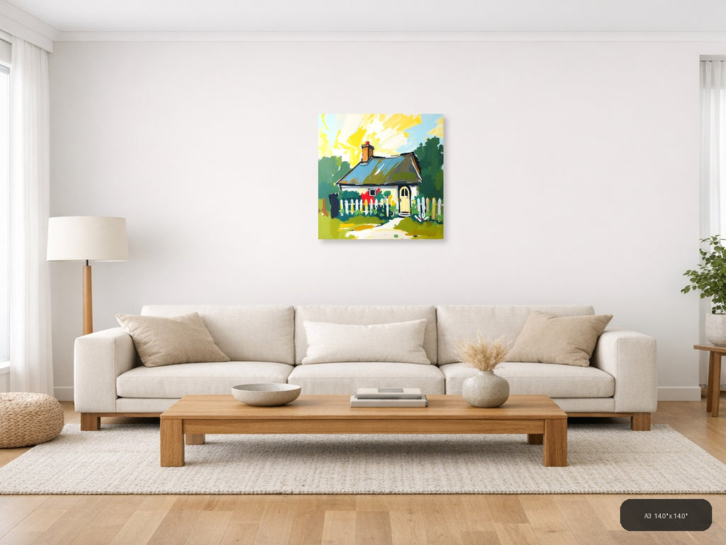 Sunny Cottage Garden Abstract Wall Art — A3 / Living Room