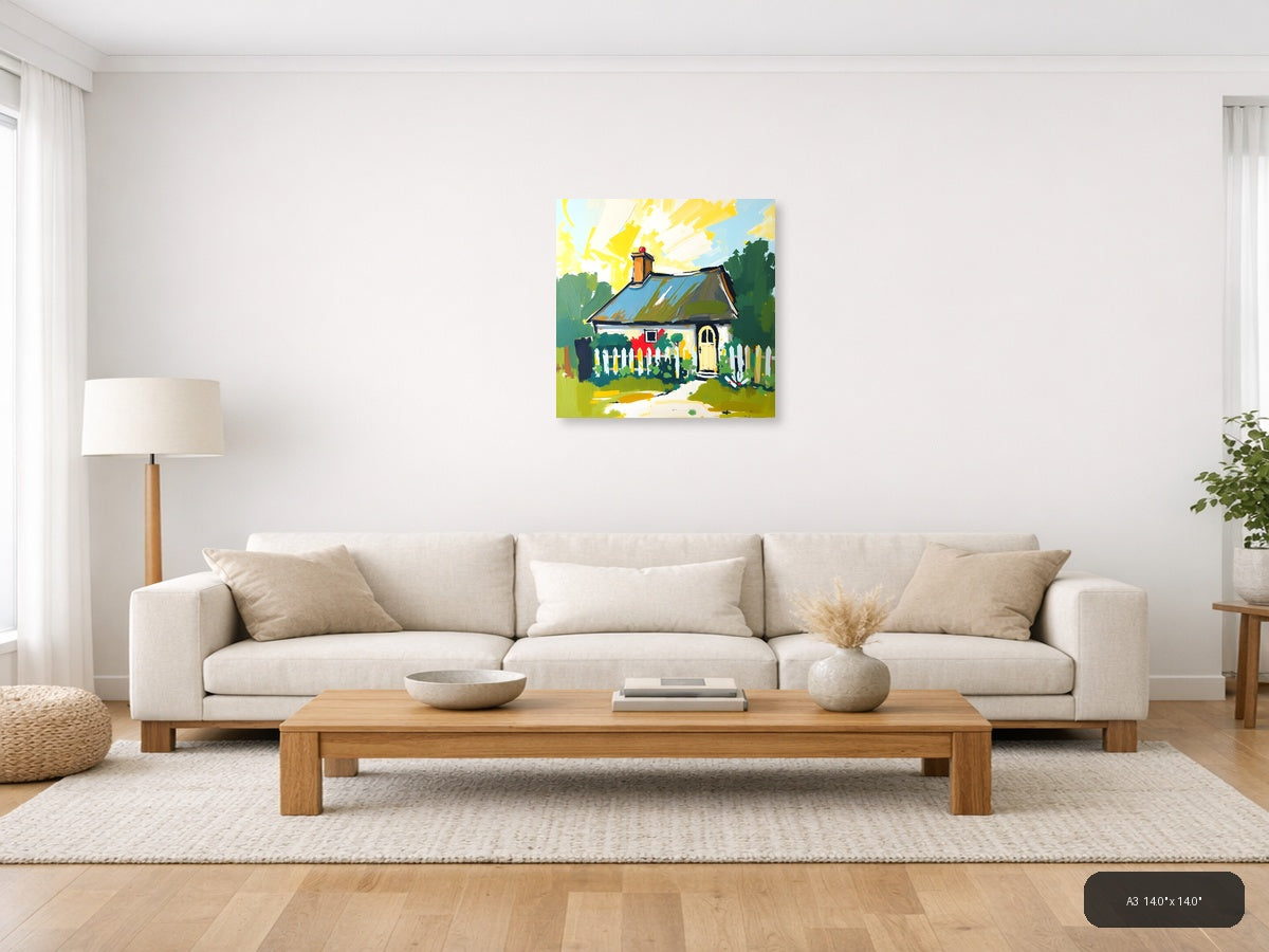 Sunny Cottage Garden Abstract Wall Art — A3 / Living Room