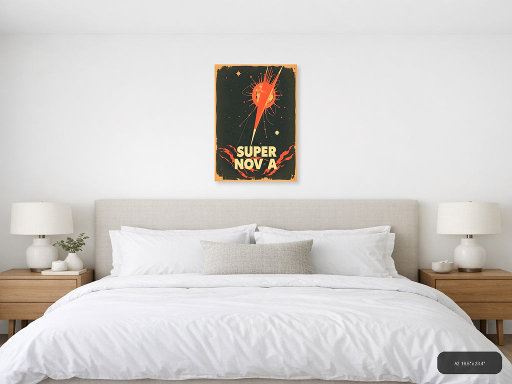 Supernova Vintage Space Explosion Wall Art — A2 / Bedroom