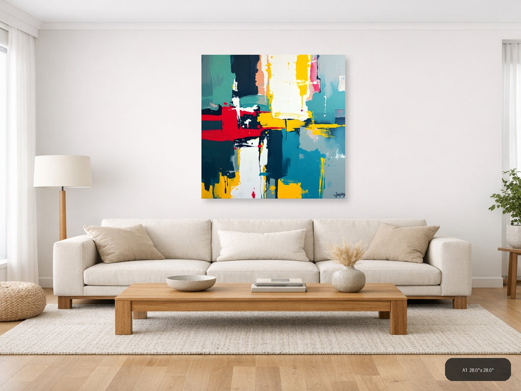 Vibrant Abstract Geometric Composition Modern Wall Art — A1 / Living Room