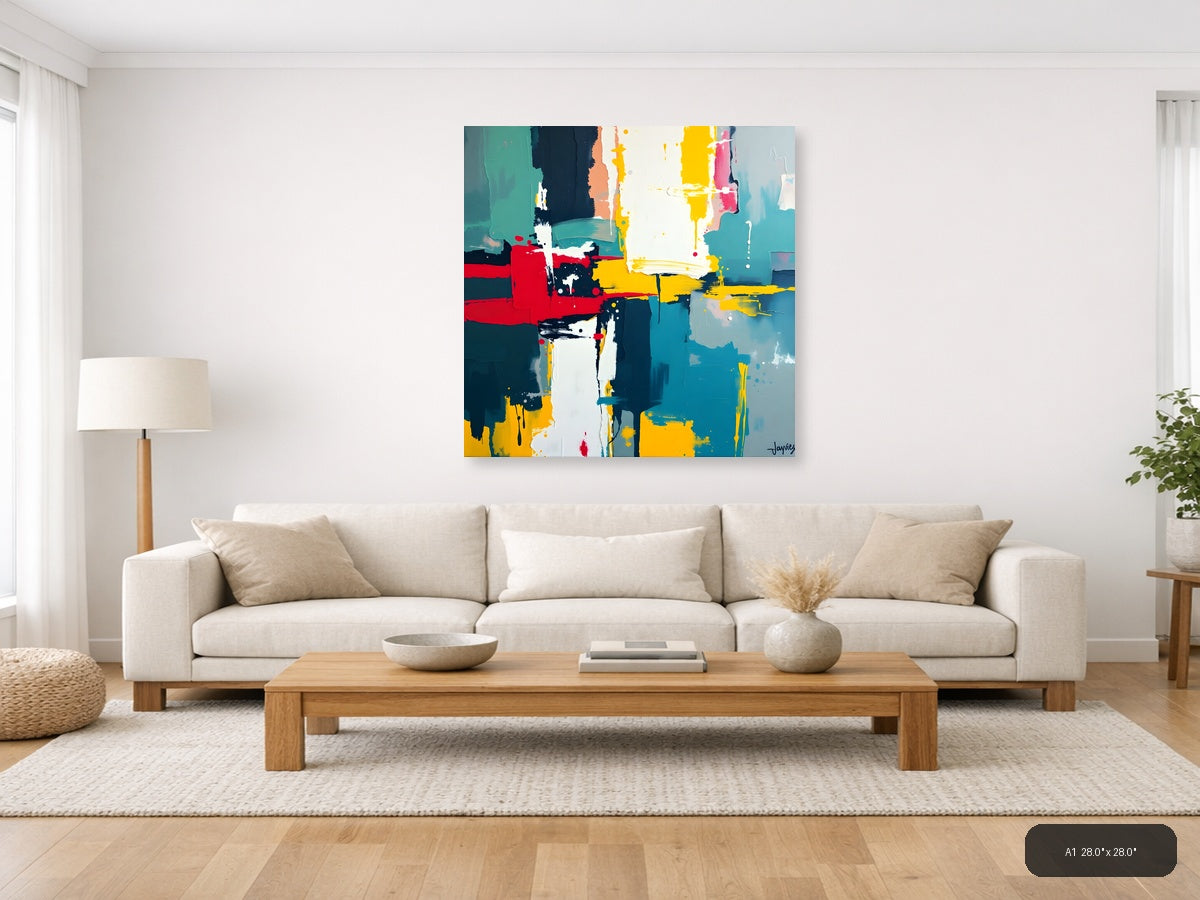 Vibrant Abstract Geometric Composition Modern Wall Art — A1 / Living Room