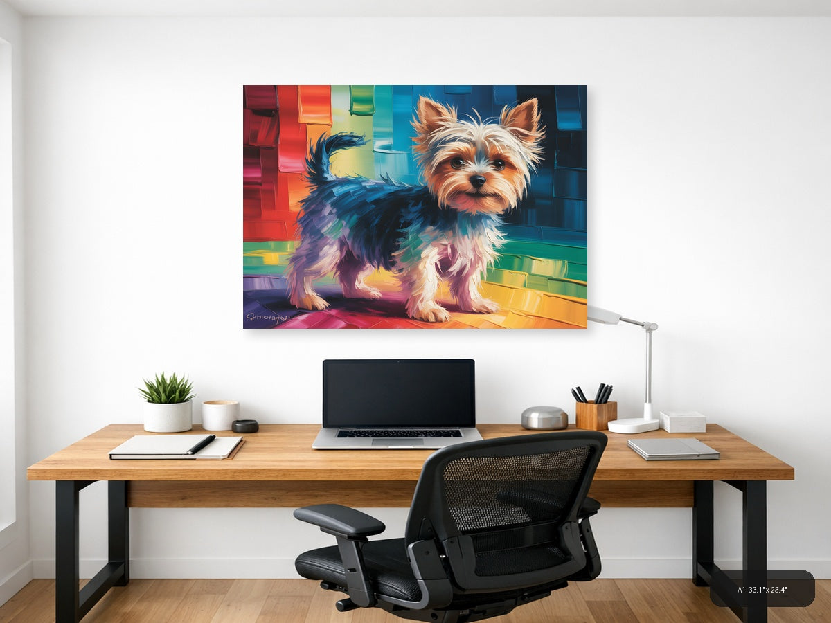 Colorful Abstract Yorkshire Terrier Portrait Wall Art — A1 / Office