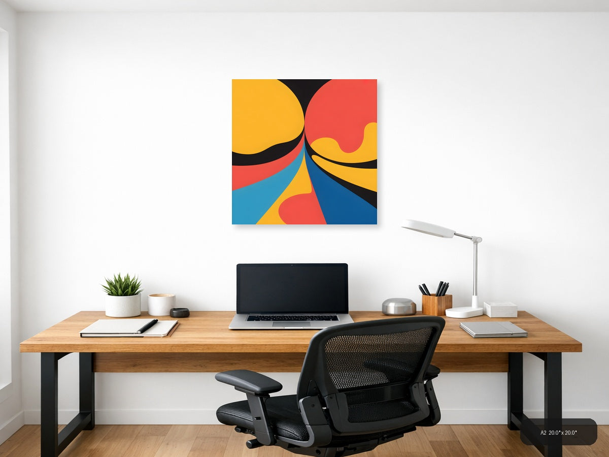 Abstract Geometric Waves Colorful Modern Wall Art — A2 / Office