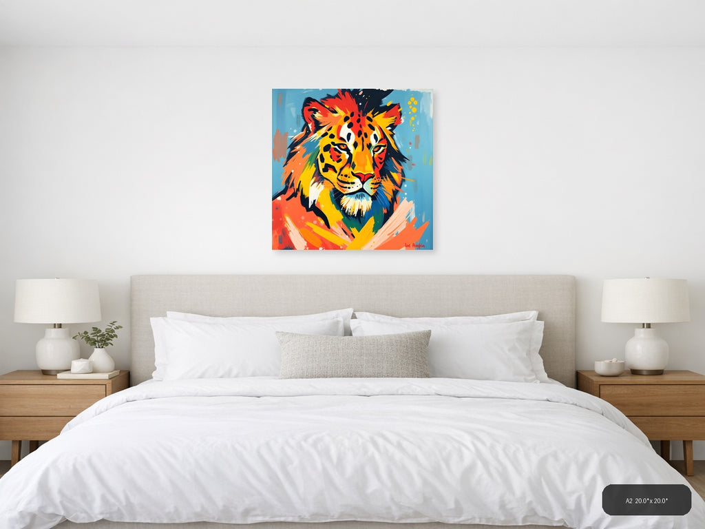 Vibrant Abstract Lion Head Colorful Wall Art — A2 / Bedroom