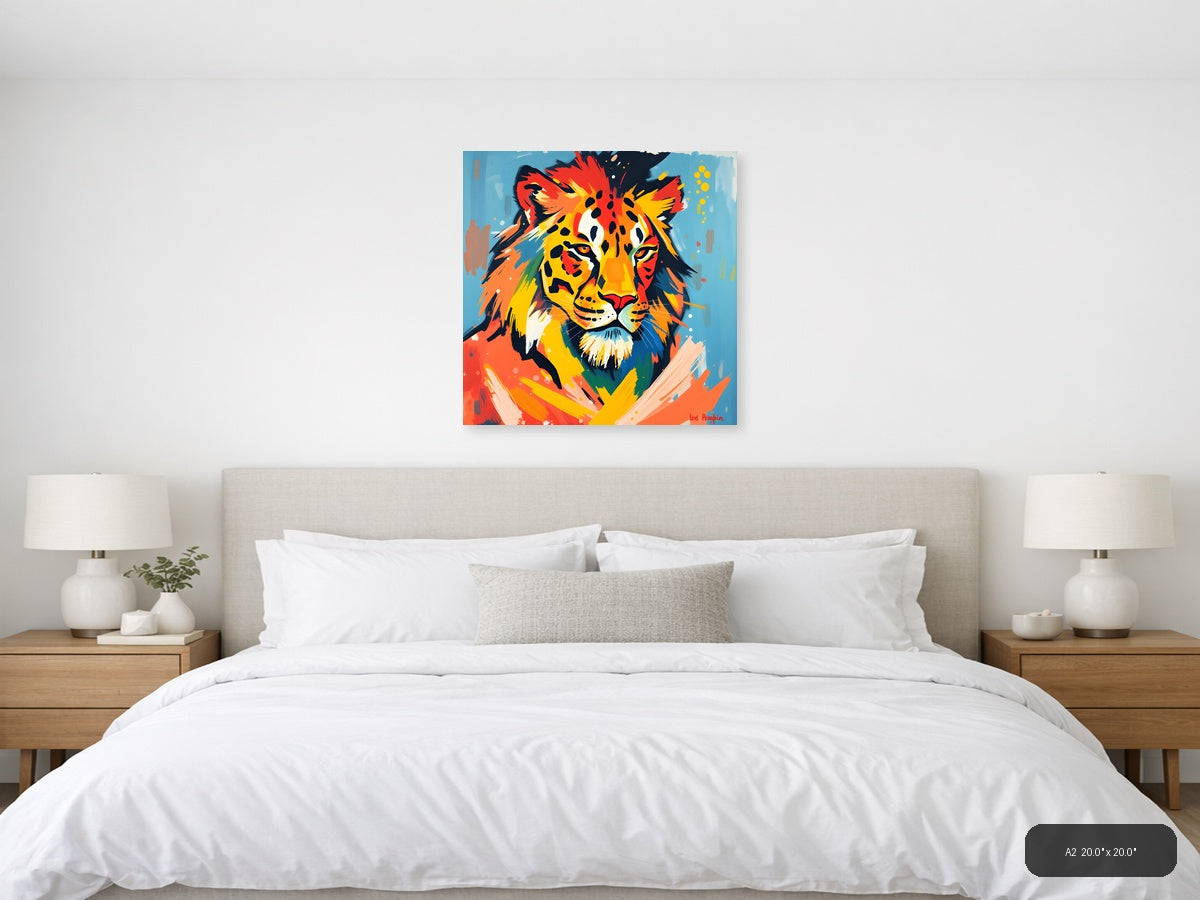 Vibrant Abstract Lion Head Colorful Wall Art — A2 / Bedroom
