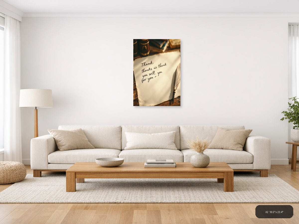 Vintage Handwritten Thank You Note Wall Art — A2 / Living Room