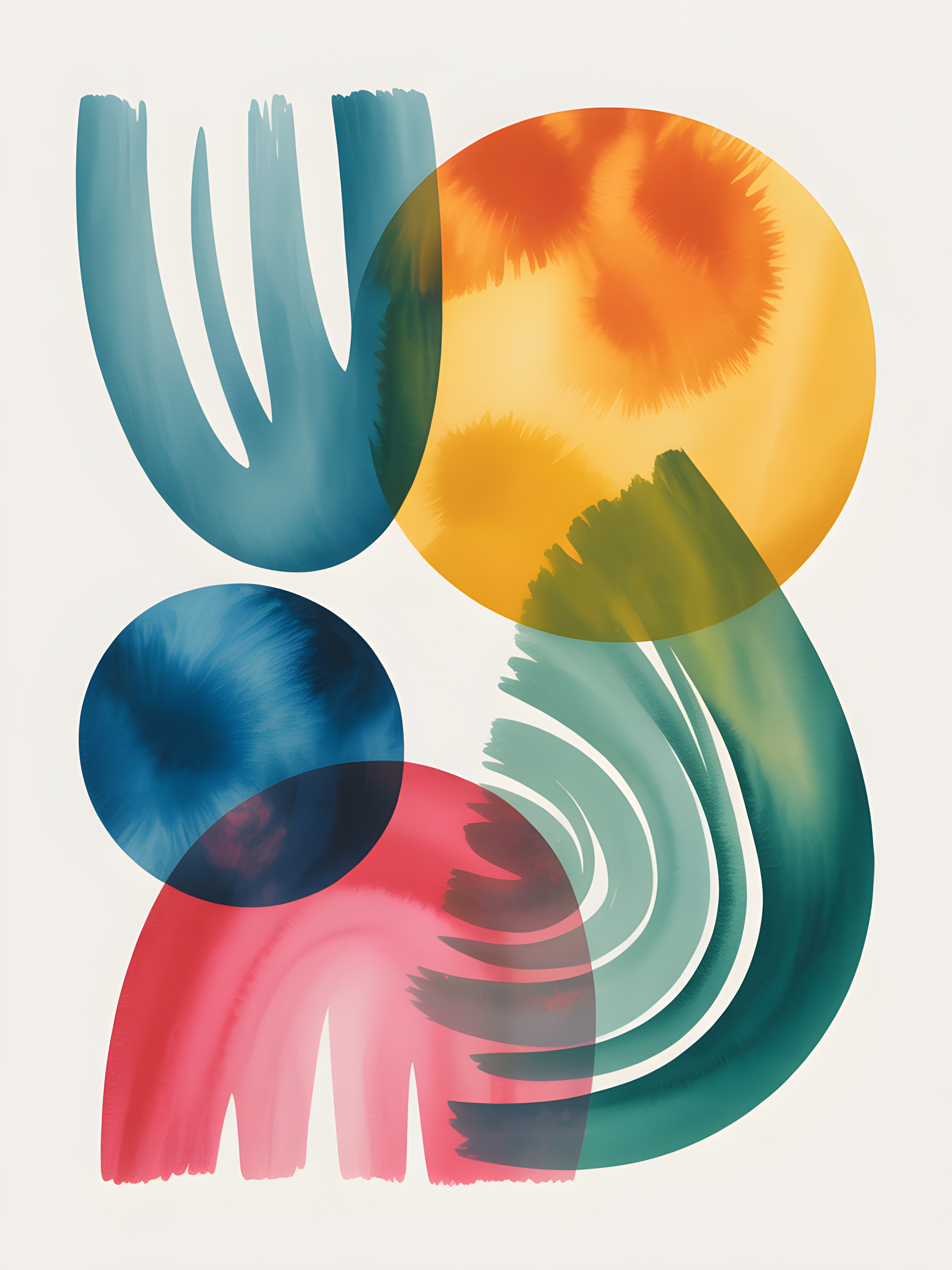 Abstract Watercolor Botanical Forms Wall Art