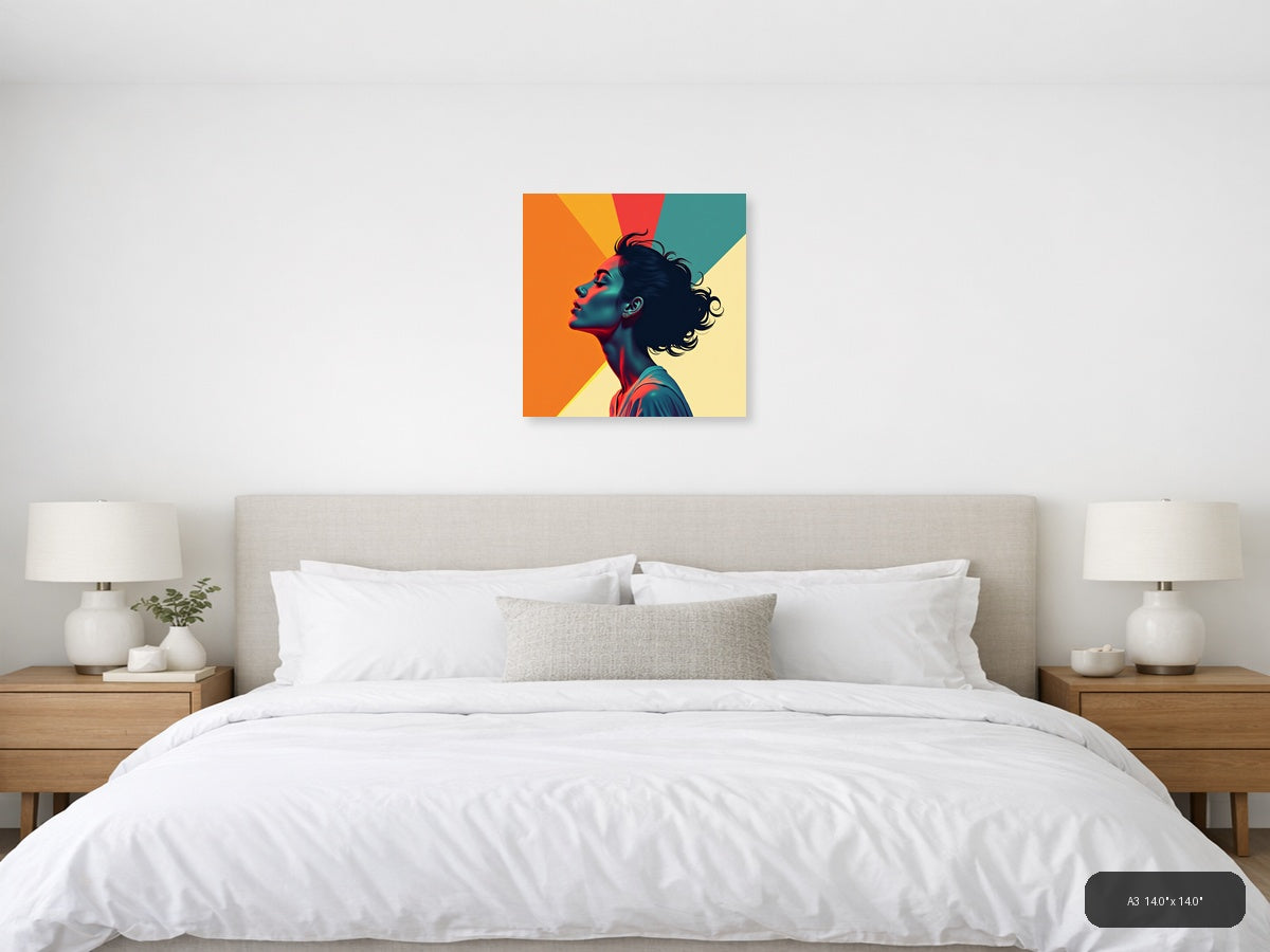 Colorful Pop Art Portrait Profile Woman Wall Art — A3 / Bedroom
