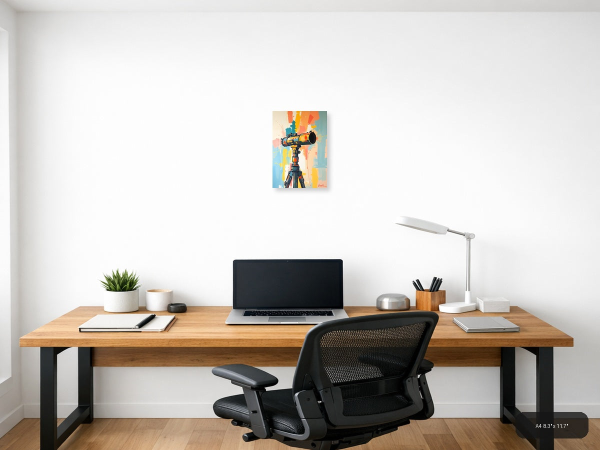 Abstract Telescope Illustration Modern Colorful Wall Art — A4 / Office