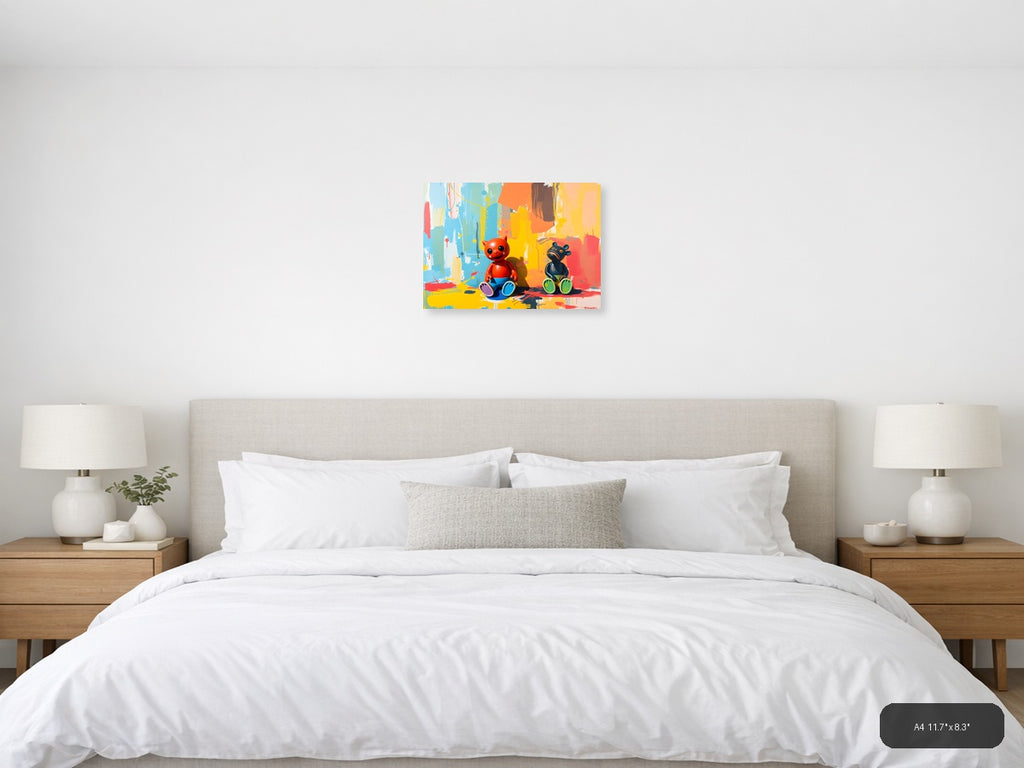 Colorful Abstract Toy Characters Wall Art — A4 / Bedroom
