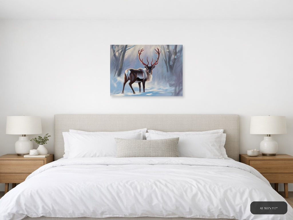 Majestic Deer with Glowing Antlers Abstract Wall Art — A3 / Bedroom