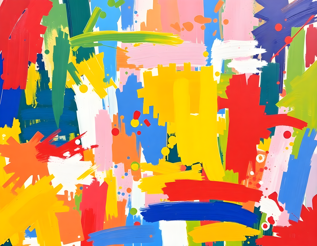 Vibrant Abstract Splatter Colorful Brushstrokes Wall Art