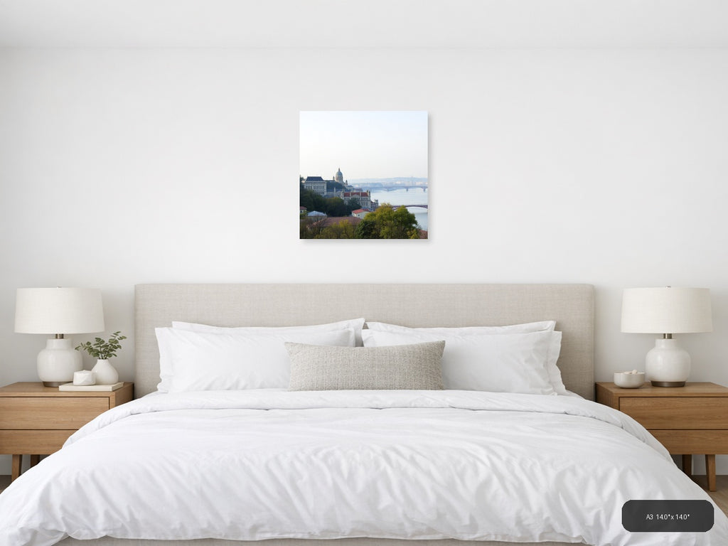 Budapest Danube River Cathedral Cityscape Minimalist Wall Art — A3 (Bedroom)