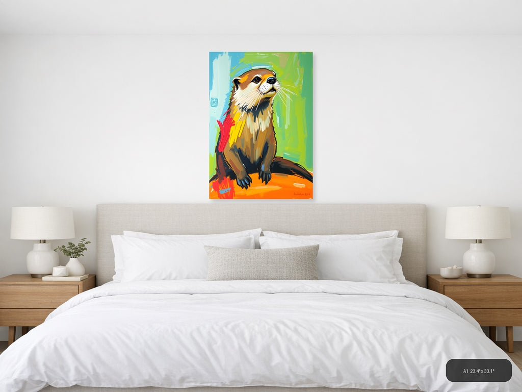 Colorful Abstract Otter Portrait Wall Art — A1 / Bedroom