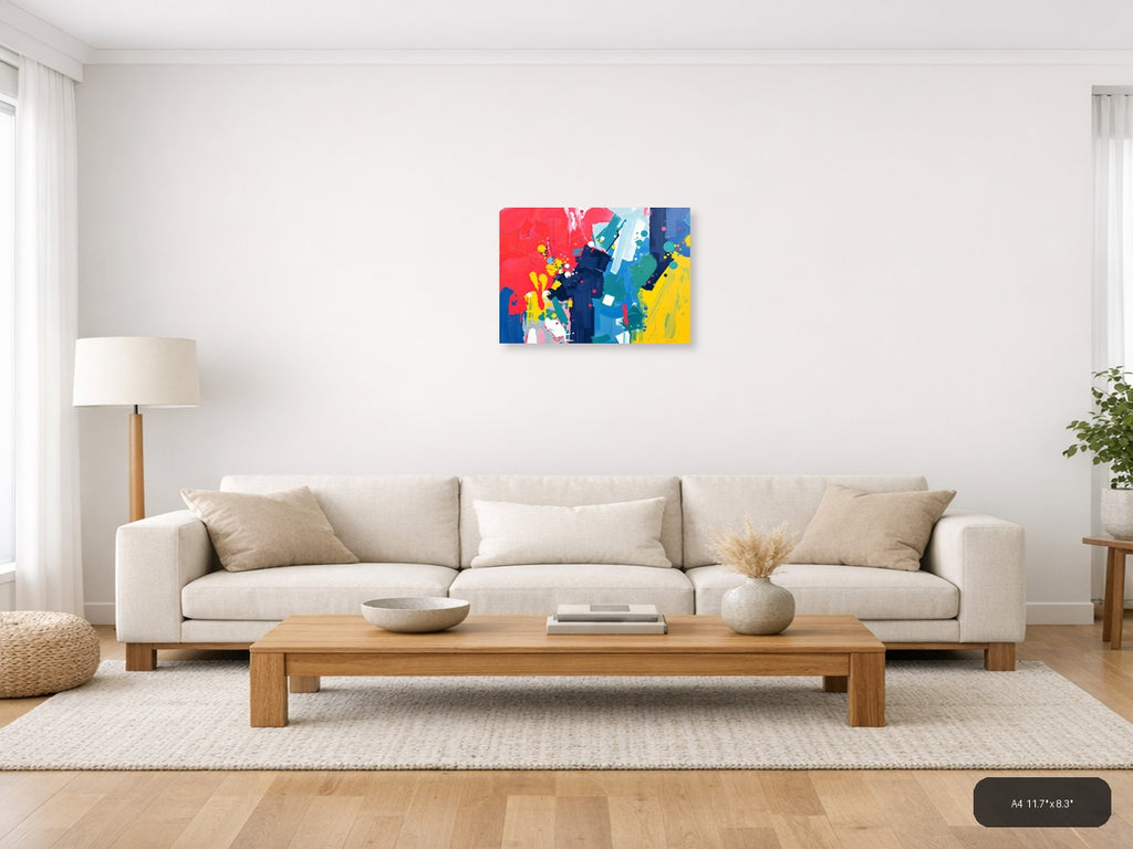 Vibrant Abstract Expressionist Splatter Canvas Wall Art — A4 / Living Room