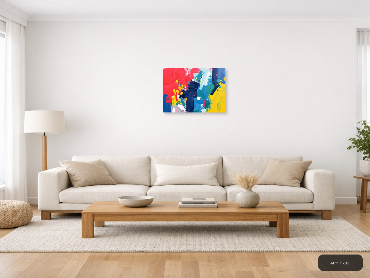 Vibrant Abstract Expressionist Splatter Canvas Wall Art — A4 / Living Room
