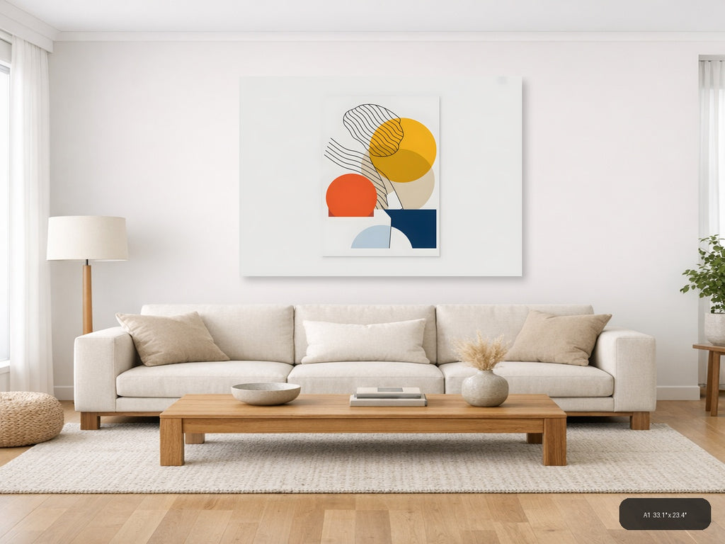 Minimalist Abstract Geometric Circles Line Art Wall Art — A1 / Living Room