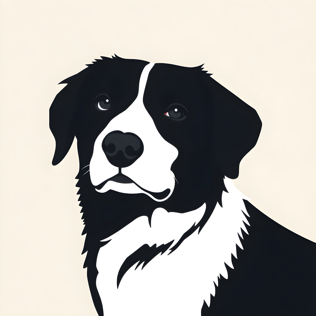 Black and White Dog Portrait Minimalist Wall Art