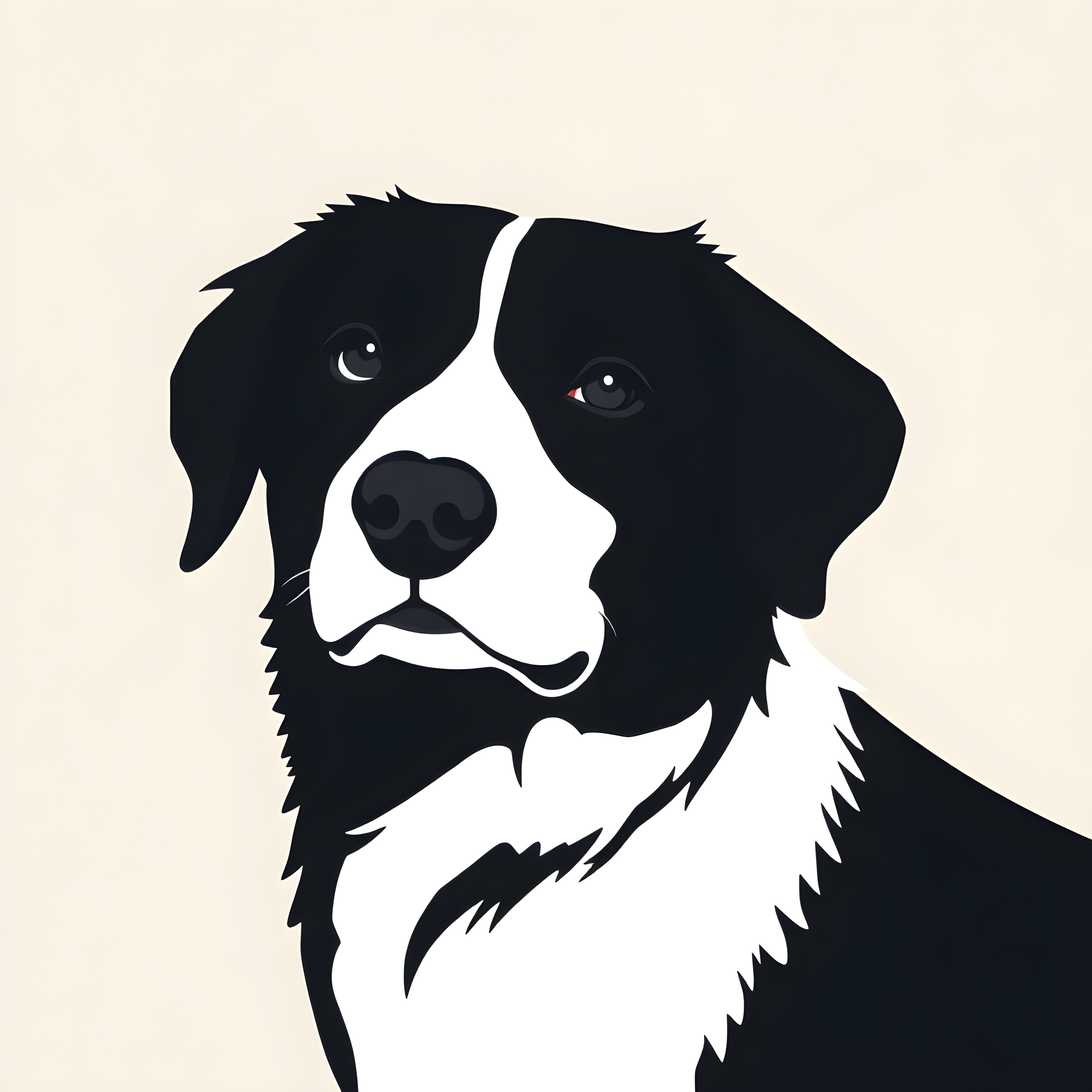 Black and White Dog Portrait Minimalist Wall Art