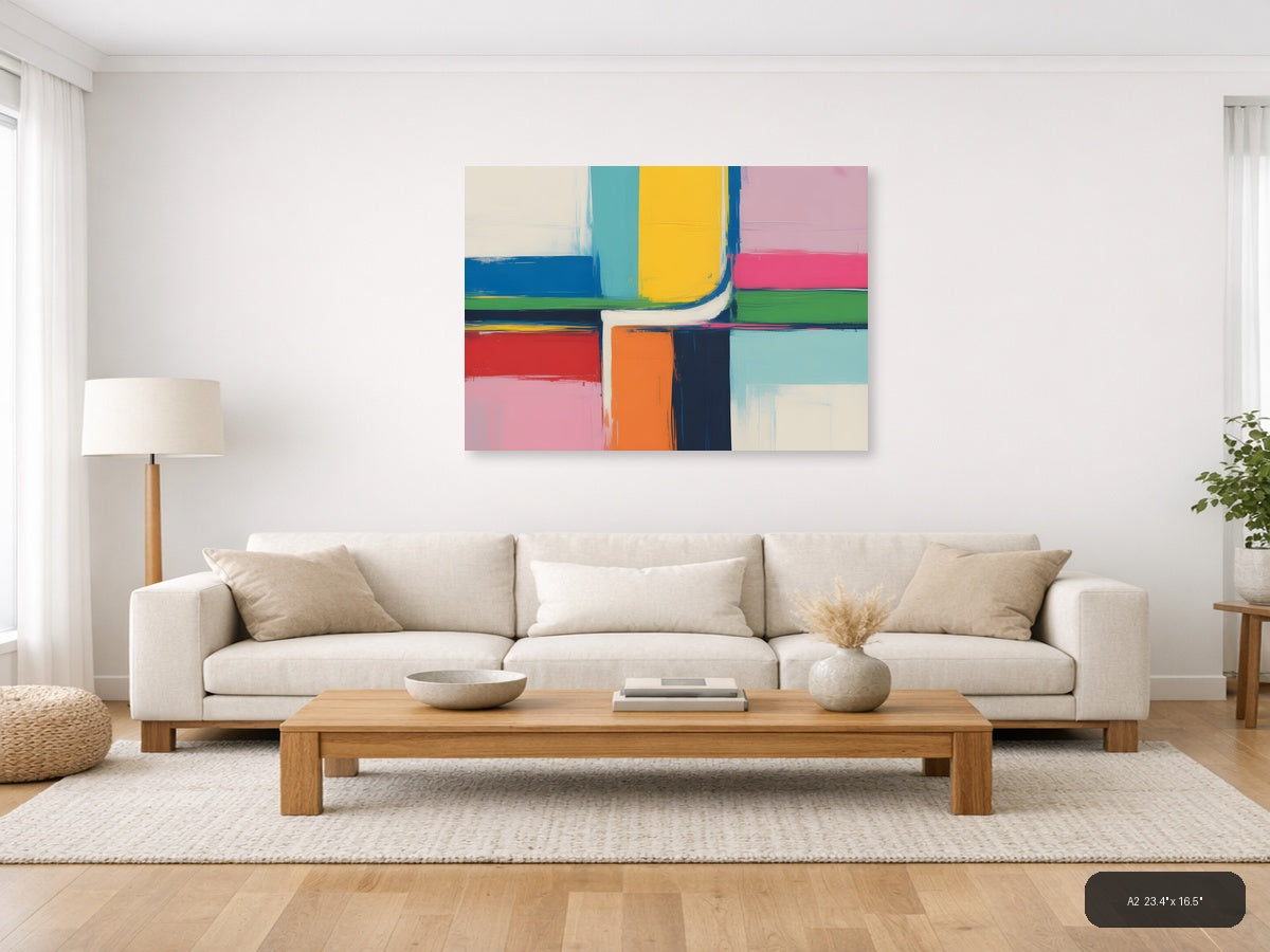 Colorful Abstract Geometric Shapes Modern Wall Art — A2 / Living Room