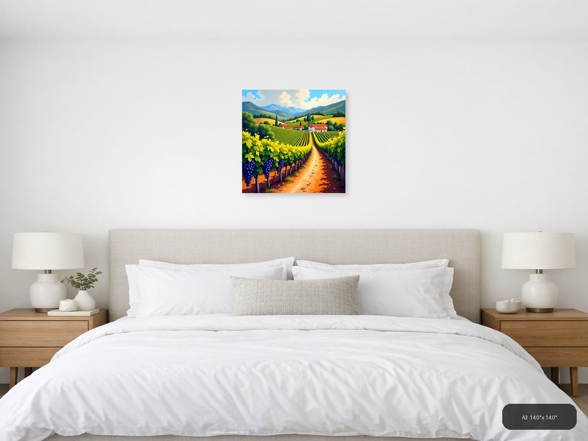 Tuscan Vineyard Landscape Abstract Wall Art — A3 / Bedroom