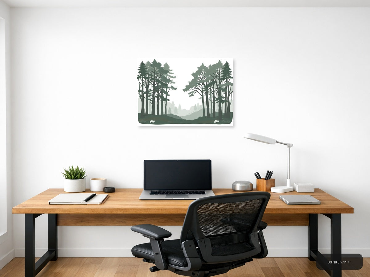 Minimalist Forest Path Landscape Wall Art — A3 / Office