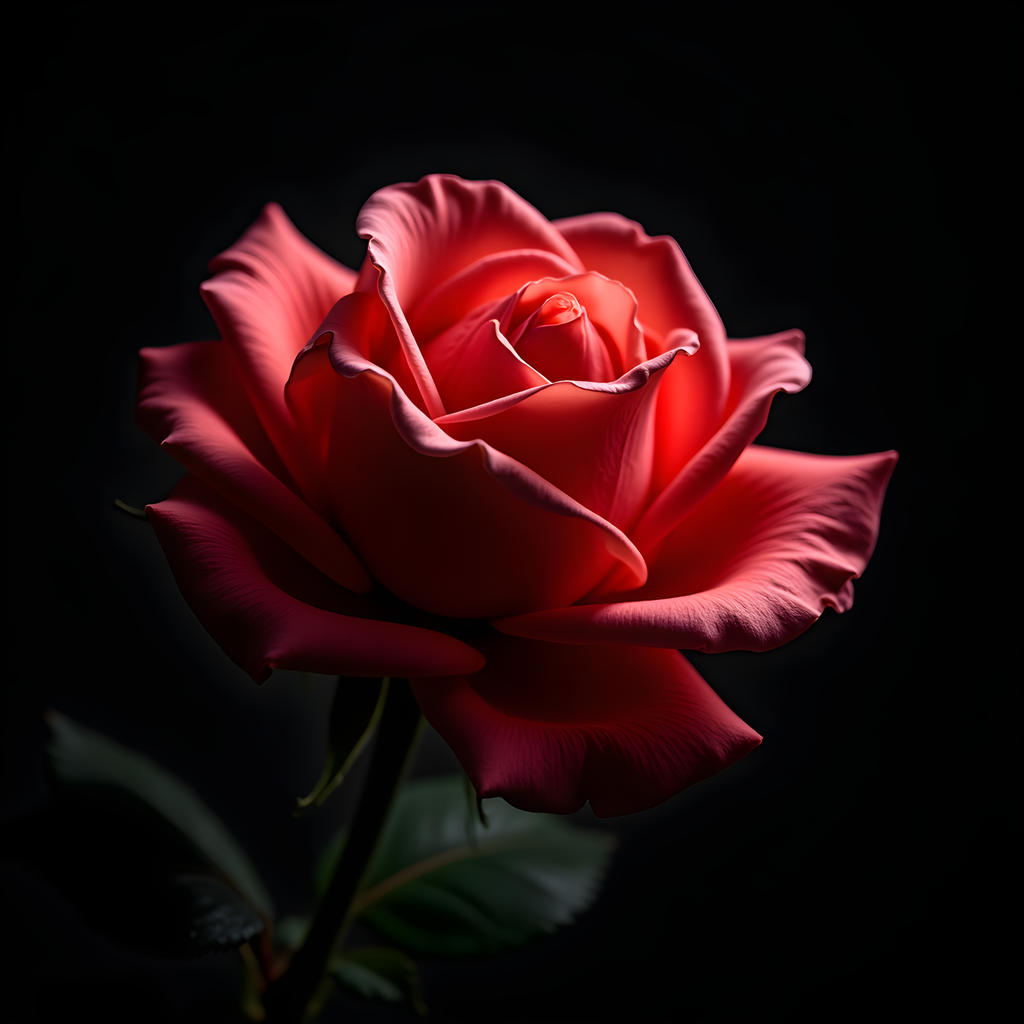 Red Rose Bloom on Black - Fine Art Photography Wall Art