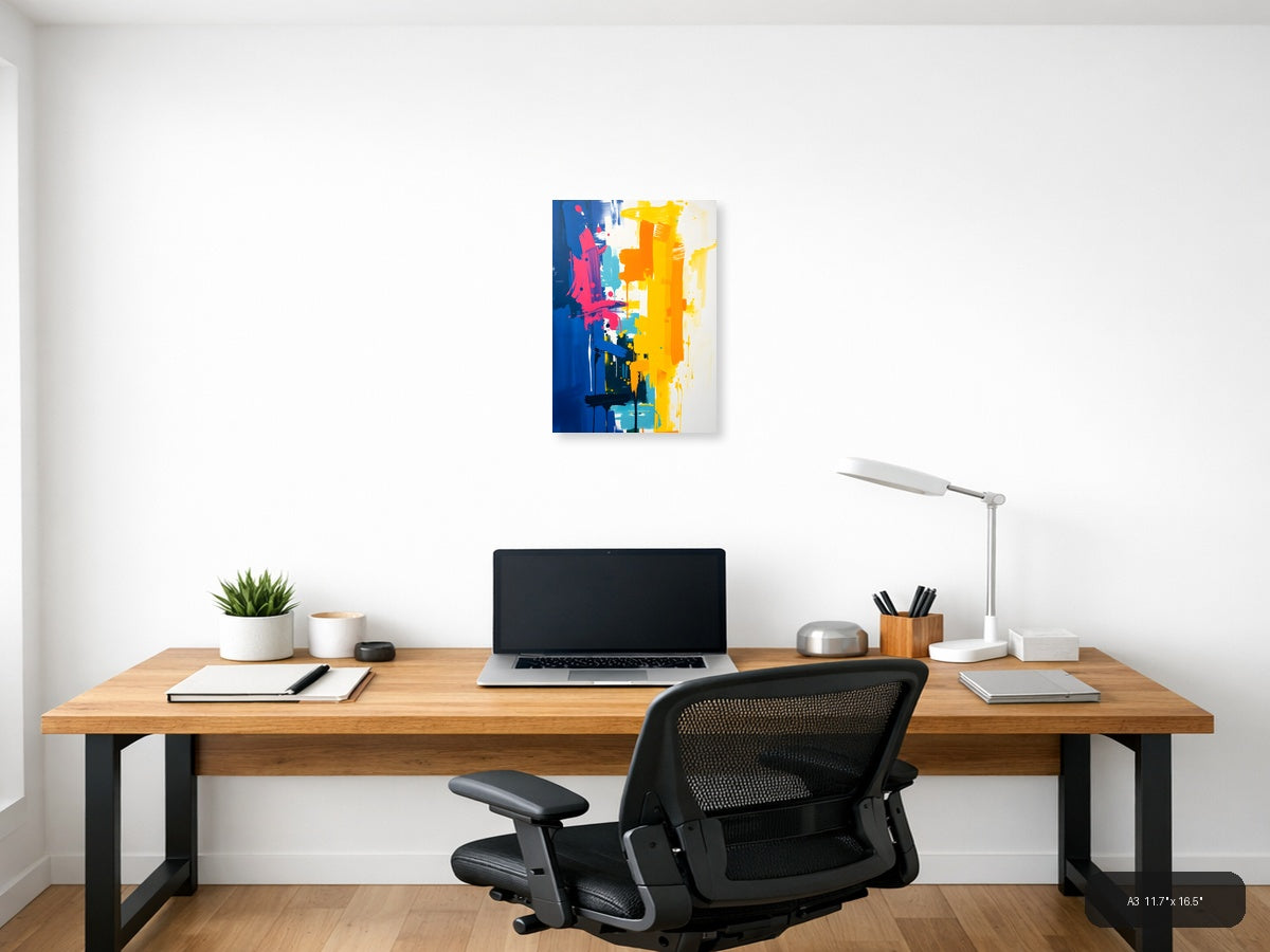 Bold Abstract Paint Splash Portrait Wall Art — A3 / Office