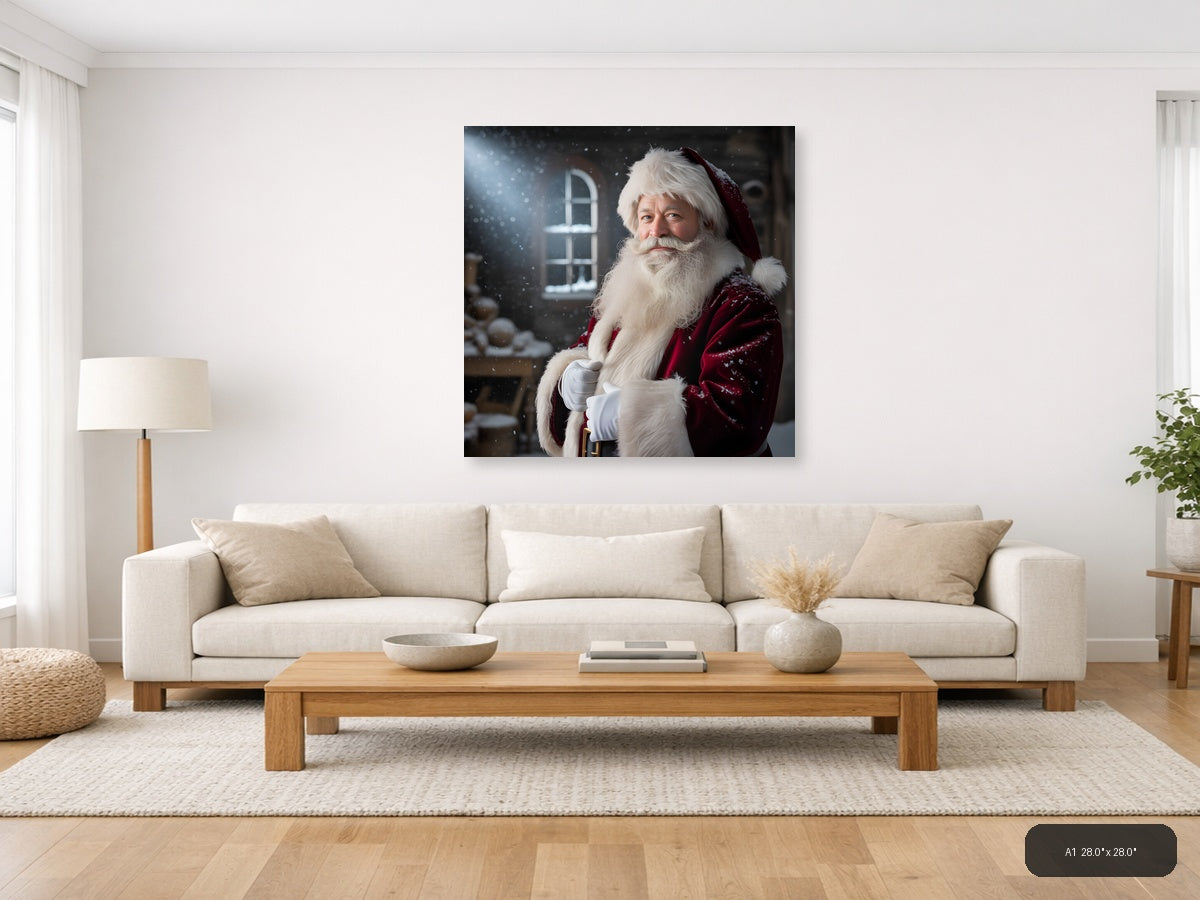 Santa Claus Portrait Winter Photography Wall Art — A1 / Living Room
