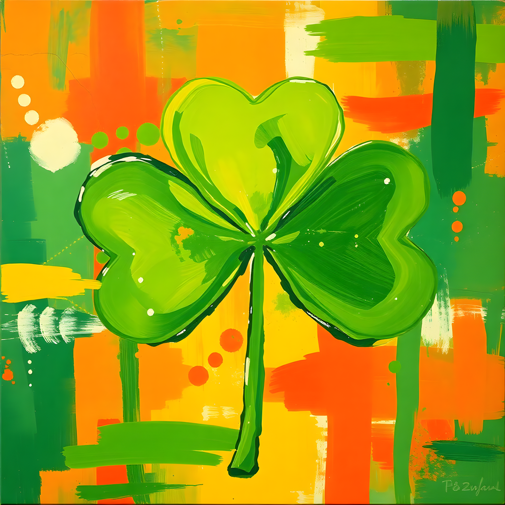 Abstract Green Shamrock St Patrick's Day Wall Art