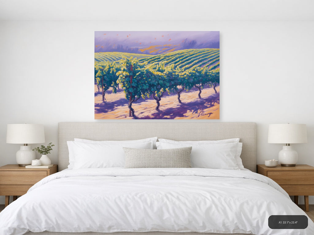 Vineyard Landscape Purple Sky Abstract Wall Art — A1 / Bedroom