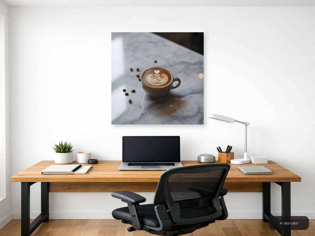 Minimalist Latte Art Coffee Cup Wall Art — A1 / Office