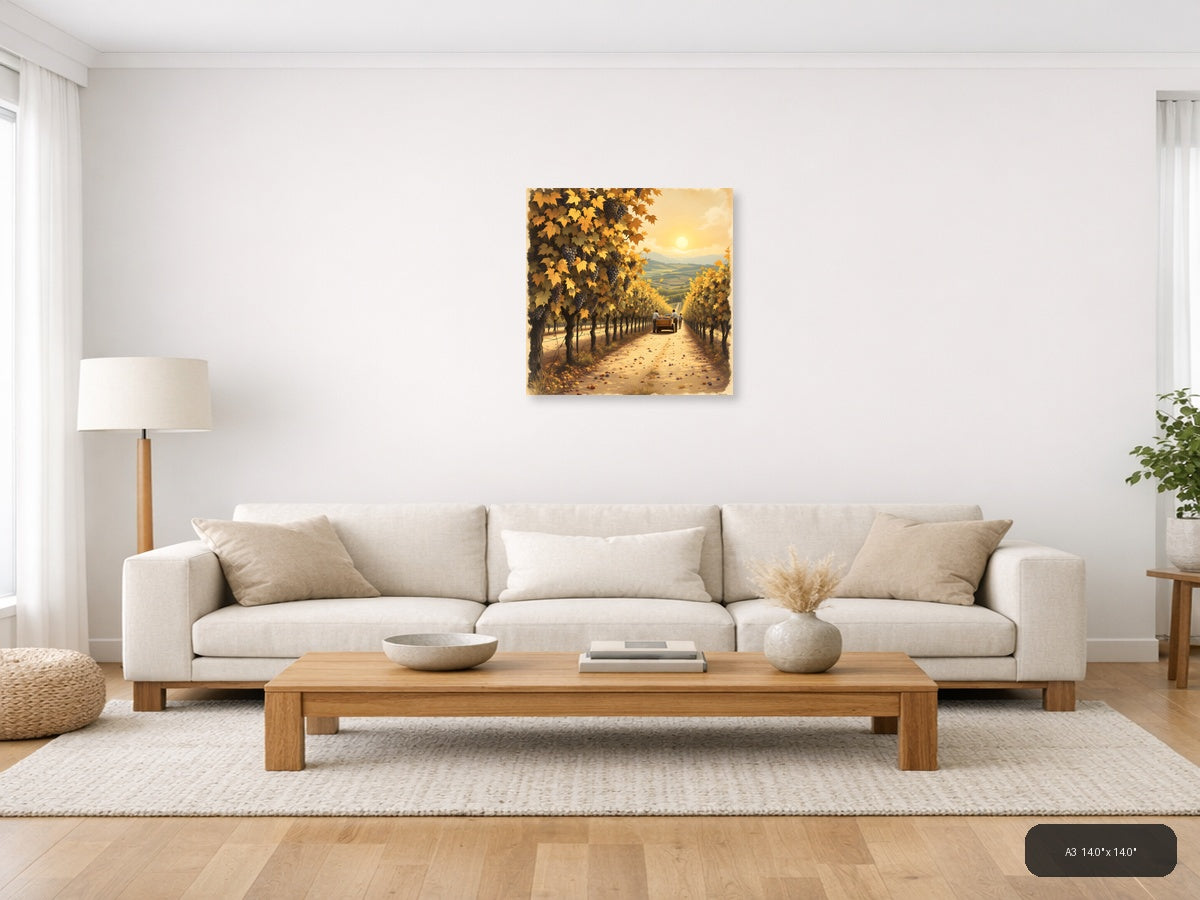 Autumn Vineyard Harvest Vintage Wall Art — A3 / Living Room