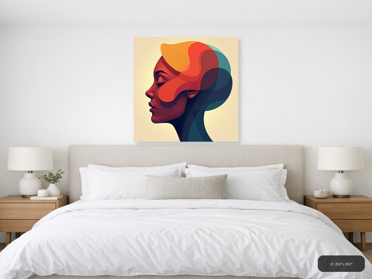 Abstract Colorful Profile Portrait Modern Wall Art — A1 / Bedroom