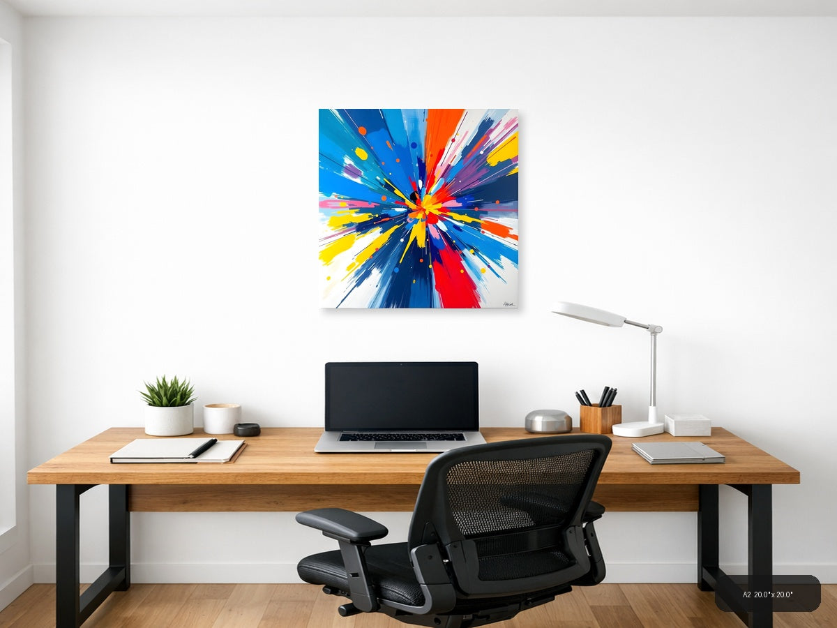 Colorful Radiant Burst Abstract Explosion Wall Art — A2 / Office